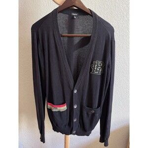 LRG Mens Cardigan Rainbow Pocket Sz S Black Good